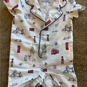 Charming London-Themed Kids Pajama Set - White and Blue